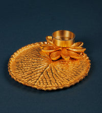Golden Flower Pooja Thali for Festivals & Rituals