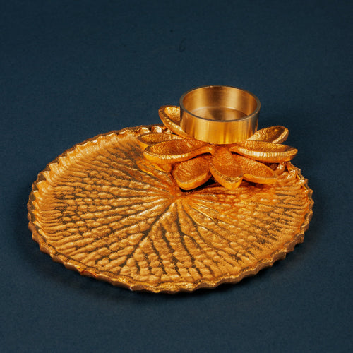 Golden Flower Pooja Thali for Festivals & Rituals
