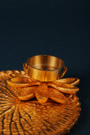 Golden Flower Pooja Thali for Festivals & Rituals