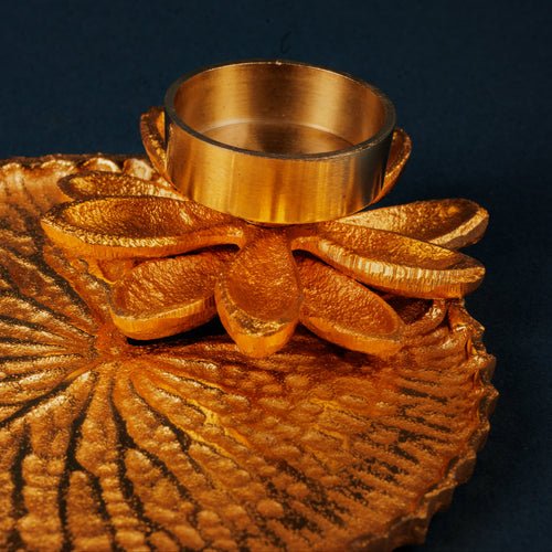 Golden Flower Pooja Thali for Festivals & Rituals
