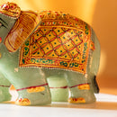 Green Aventurine Elephant with Meenakari Artwork