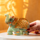 Green Aventurine Elephant with Meenakari Artwork