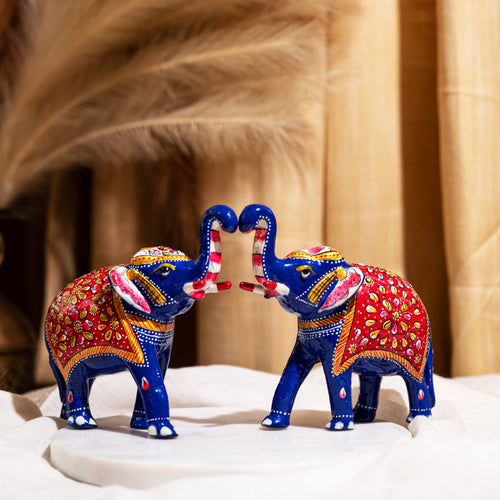 Meenakari elephant pair big