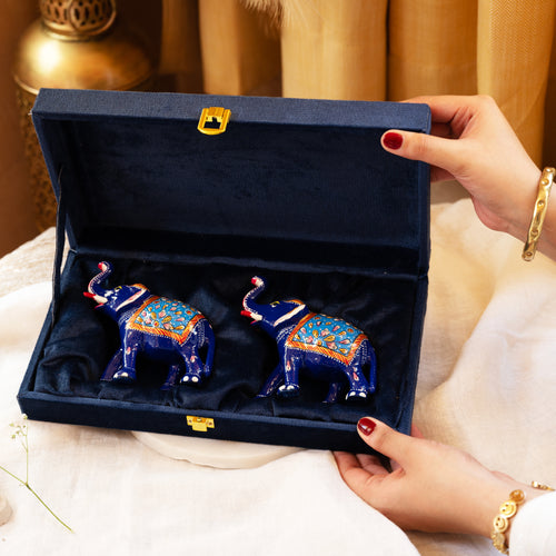 Meenakari elephant pair small