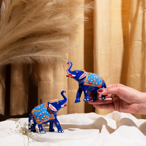 Meenakari elephant pair small