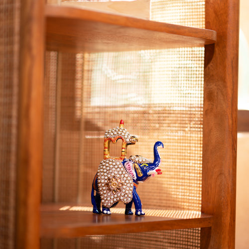 Meenakari white pearl ambabari elephant