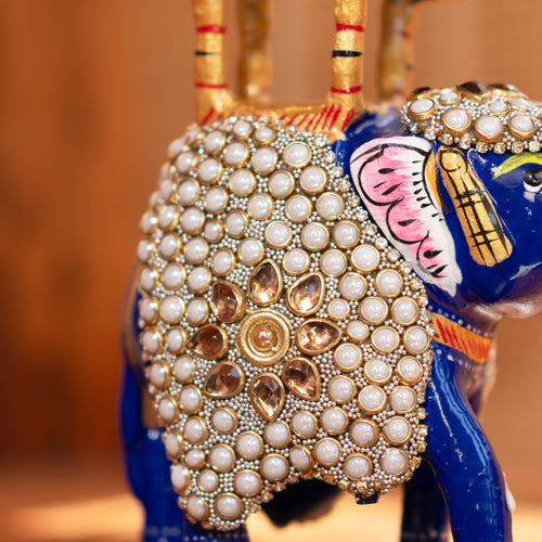 Meenakari white pearl ambabari elephant
