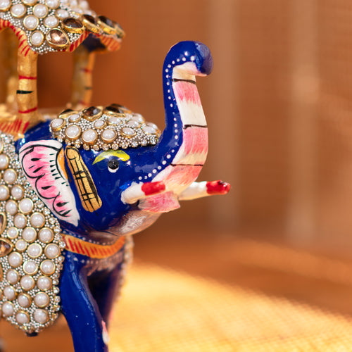 Meenakari white pearl ambabari elephant