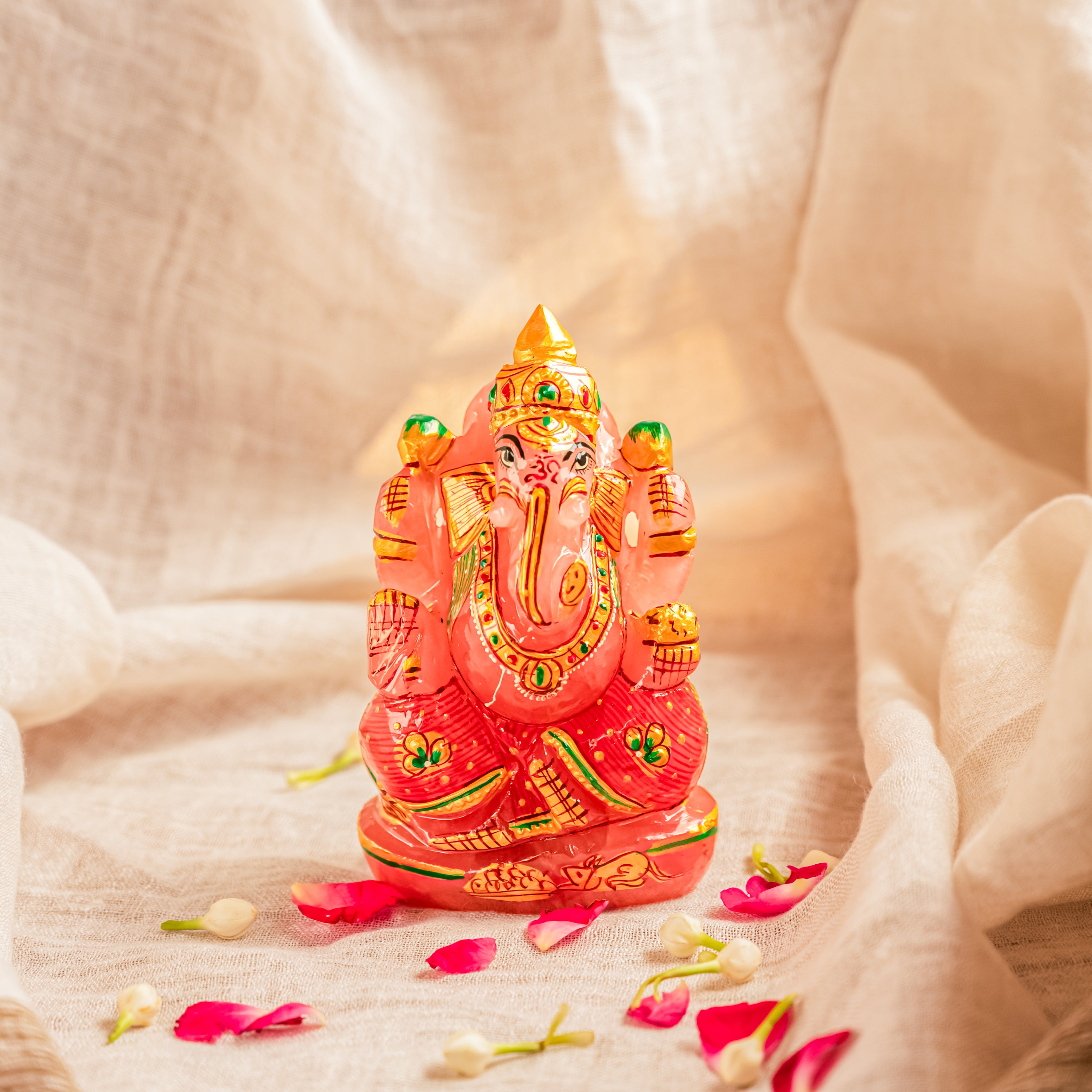 Miniature Rose Quartz Ganesh Ji