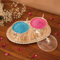 Premium Silver-Plated Elephant and Peacock Dry Fruit Bowl set of 2 with round Tray