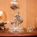 Premium Silver-Plated Elephant and Peacock Diya