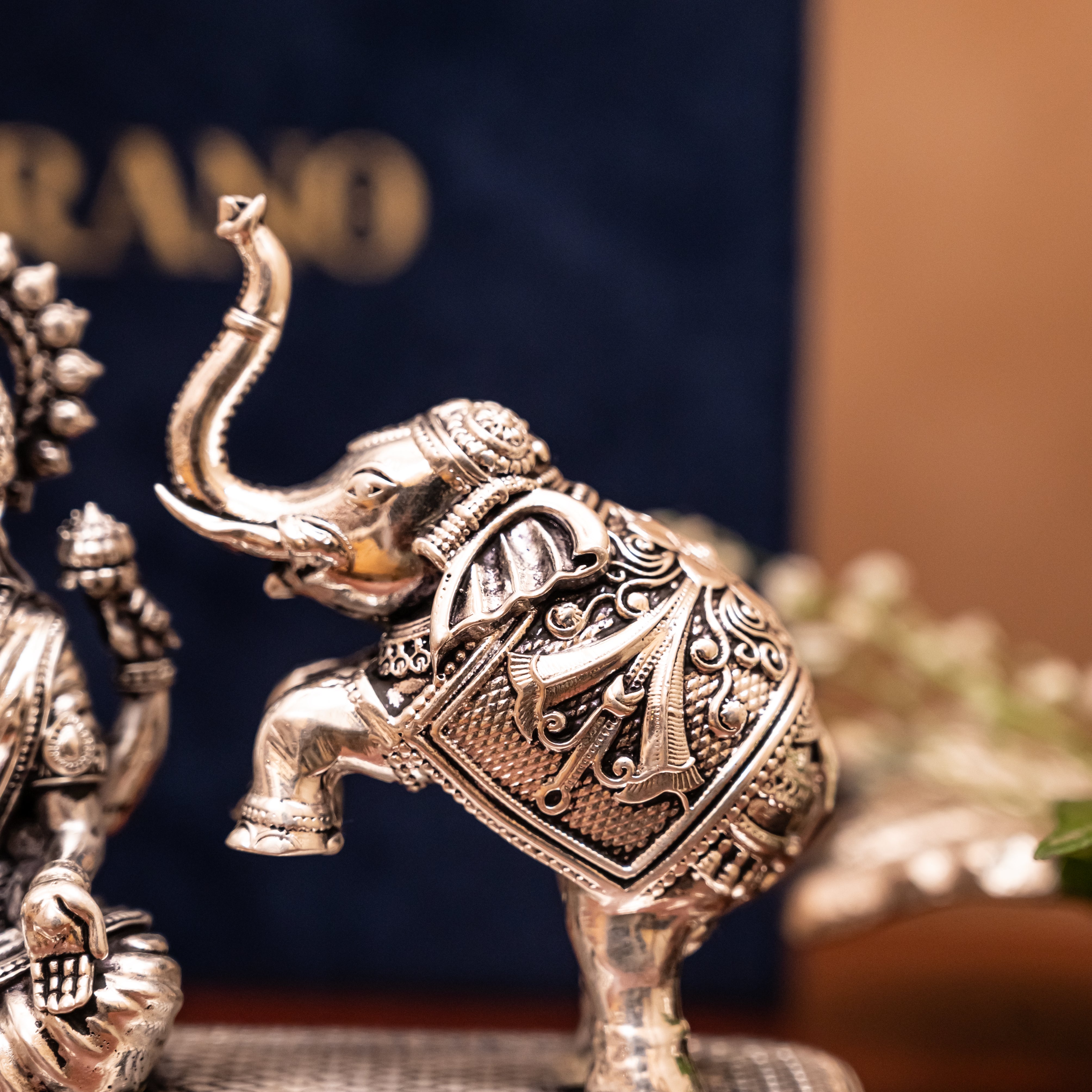 Premium Silver-Plated Gaja Lakshmi Statue