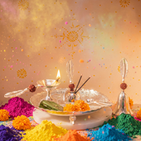 Premium silver-plated Pooja Thali with Elephant Stand and Rudraksh Accents