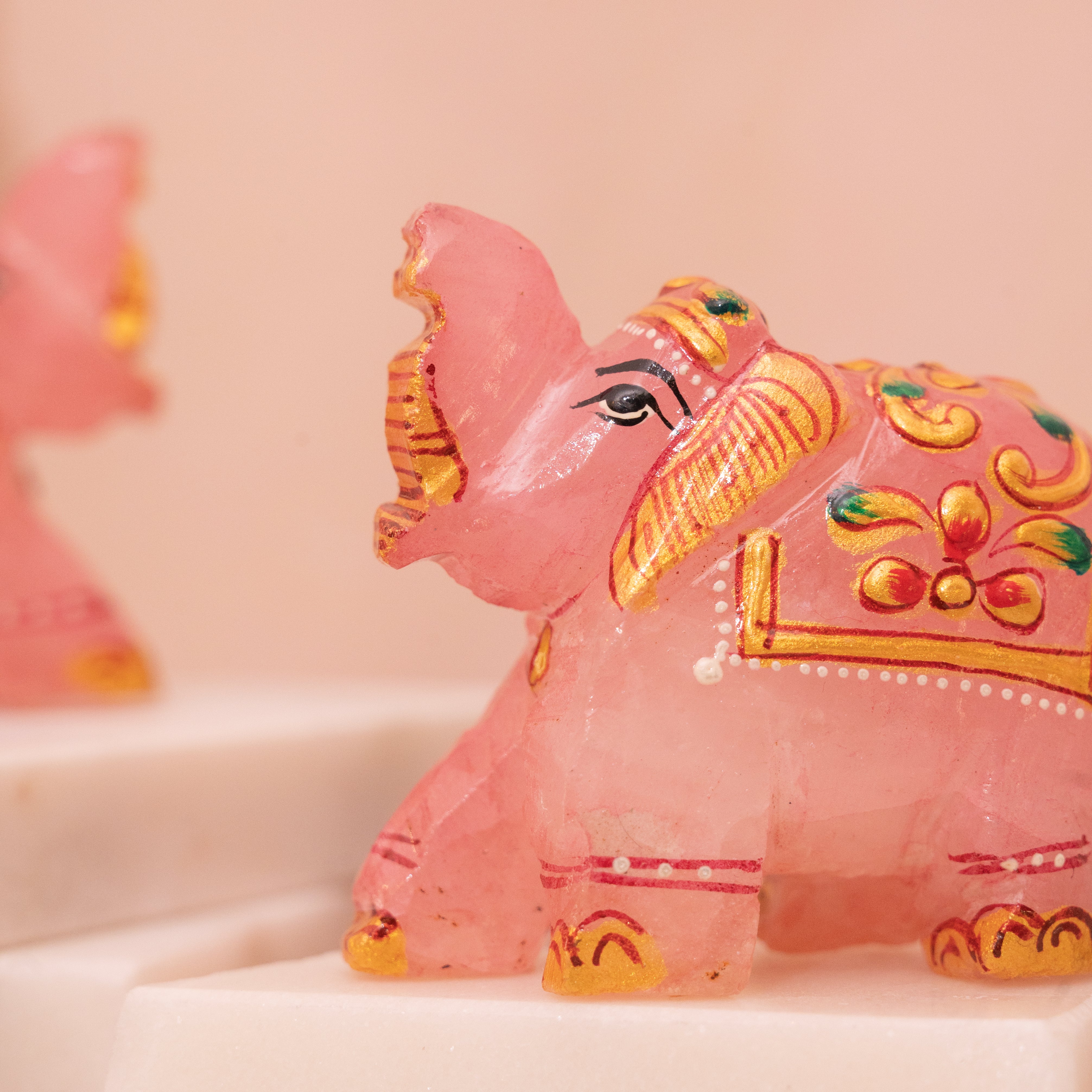 Rose Quartz Mini Elephant Pair