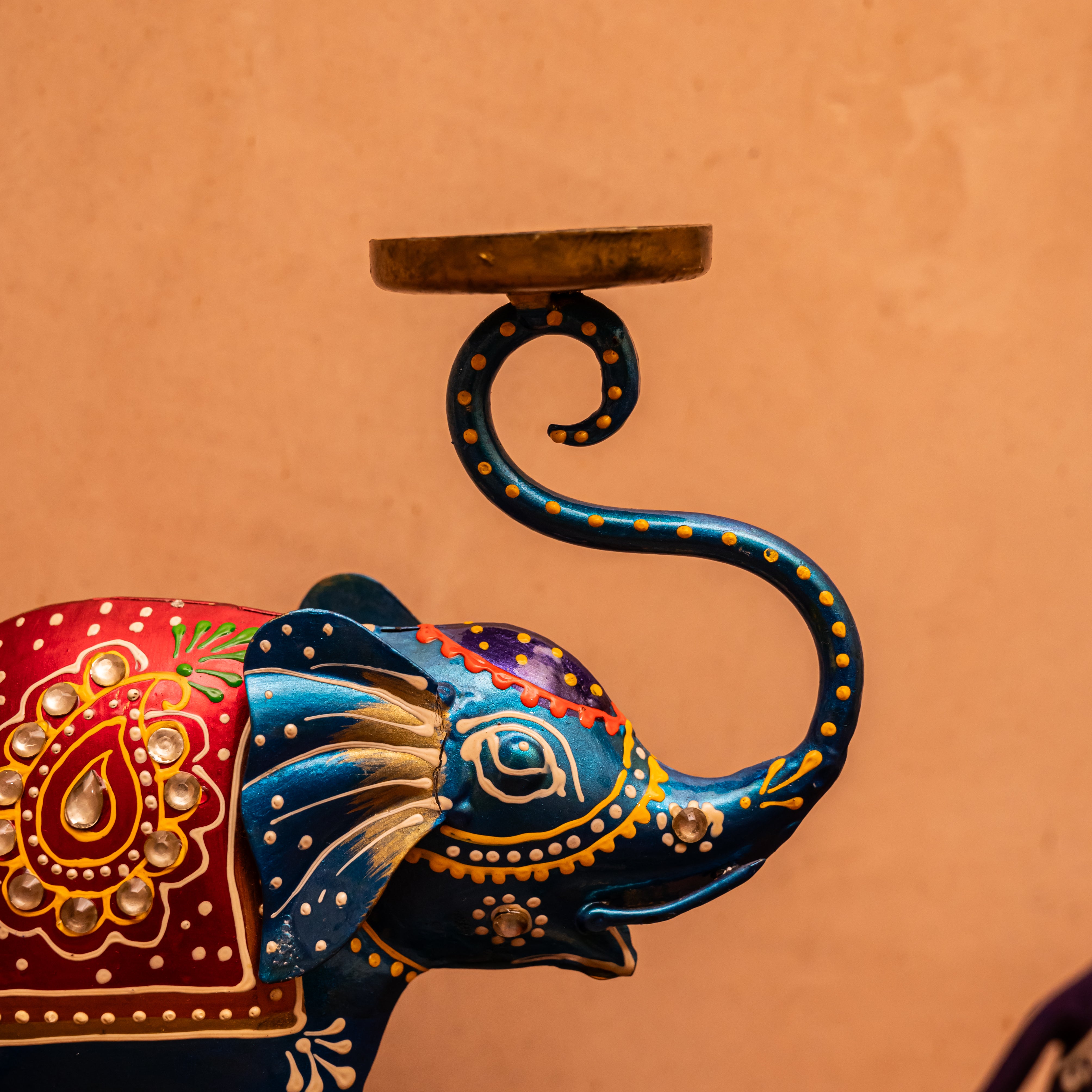 Set of 3 Elephants with Upside Trunks and Tea Light Holders