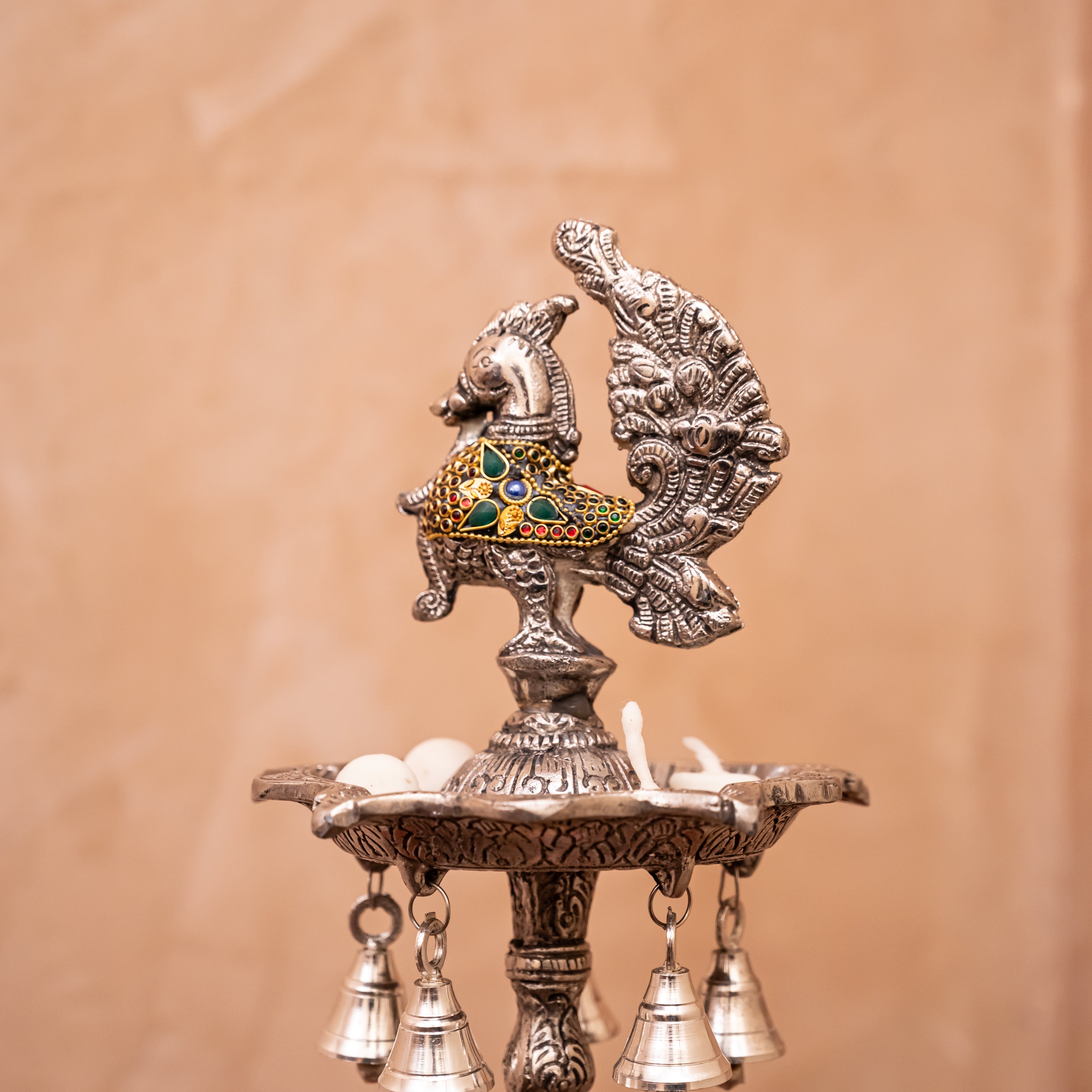 Stonework Elephant & Peacock Decorative Diya
