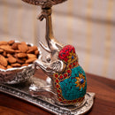 Upside Trunk Elephant for Dry Fruit Serving with Tangerine Quartz and Lapis Lazuli Details