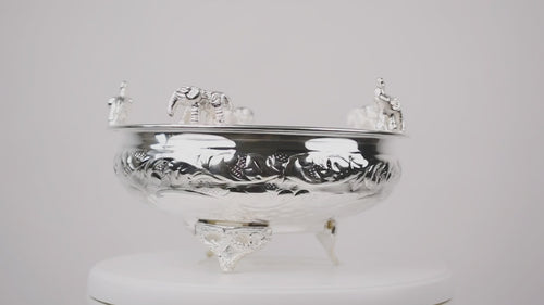 Brass Urli with Elephants on Rim
